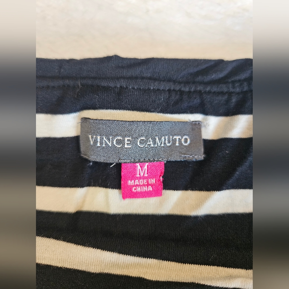 Vince Camuto striped pencil black white maxi stretchy elastic waist skirt soft - Picture 3 of 4